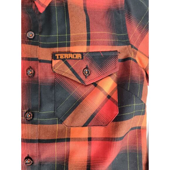 Dixxon Flannel ShirtMens S The Terror Lowest of the Low Red Plaid Button Down - Picture 3 of 9